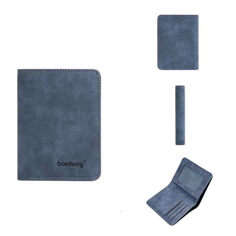 Thin matte leather multifunctional double fold mens short wallet card drivers license card holder casual Z250725