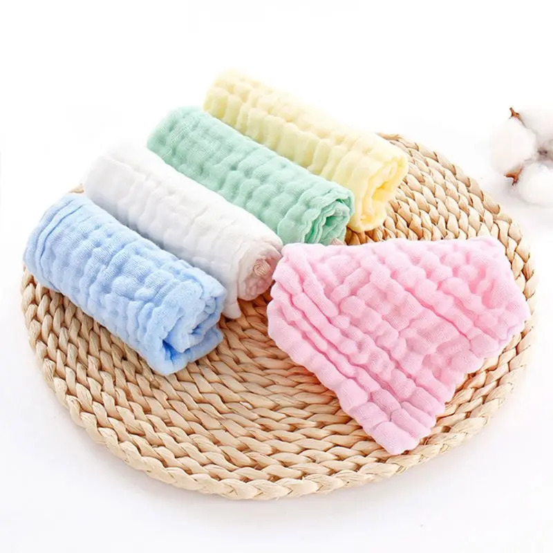 5pcslot Baby Handkerchief Gauze Bibs Square Face Towel 30x30cm Muslin Cotton Infant Wipe Cloth 250725
