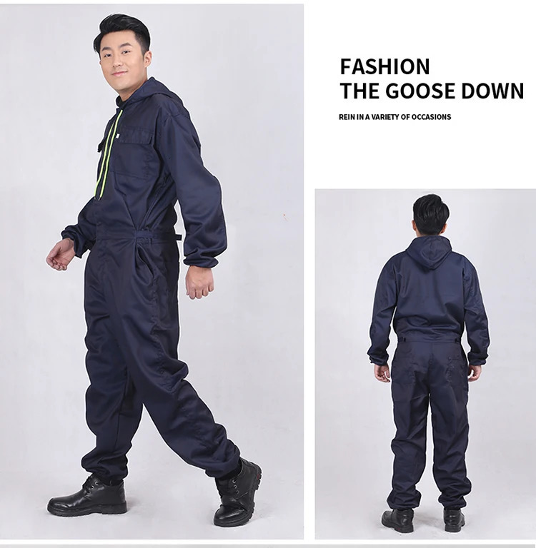 Unisex Work Overalls Hooded Drawstring Wearresistant Reflective Zipper Clothes Pocket Safety Worker Coverall overol hombre 250725