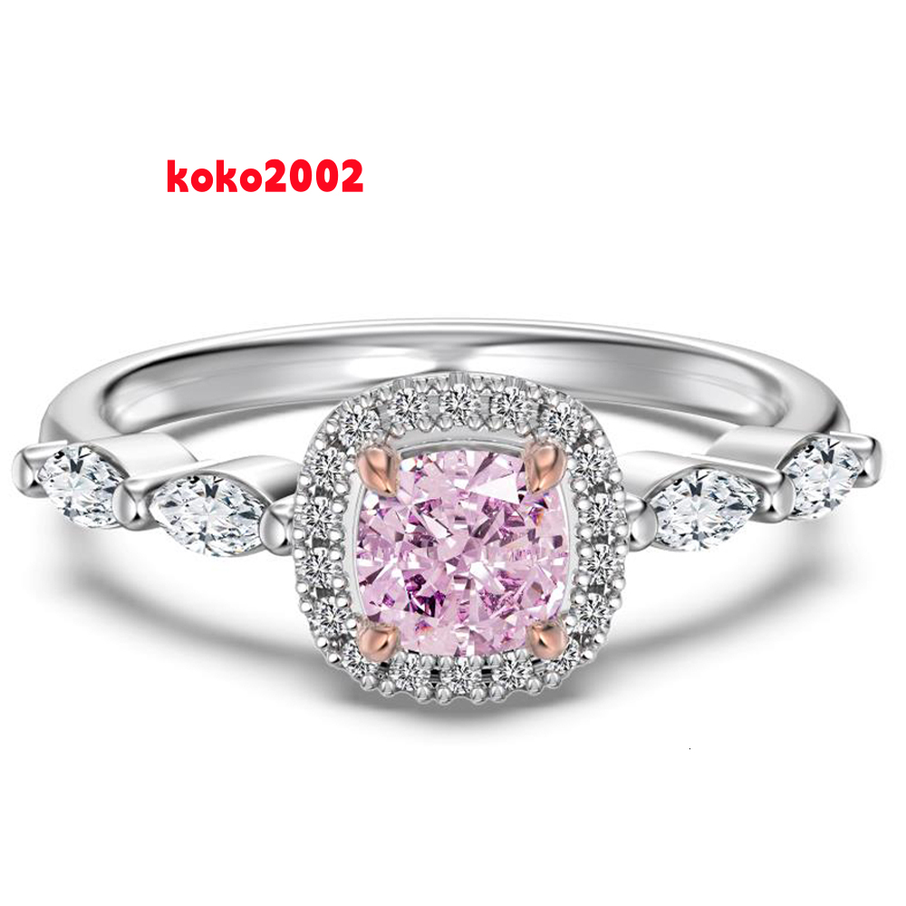 Dylam High Quality 8A Pink Cubic Zirconia Sterling Silver 925 Wedding Ring for Women