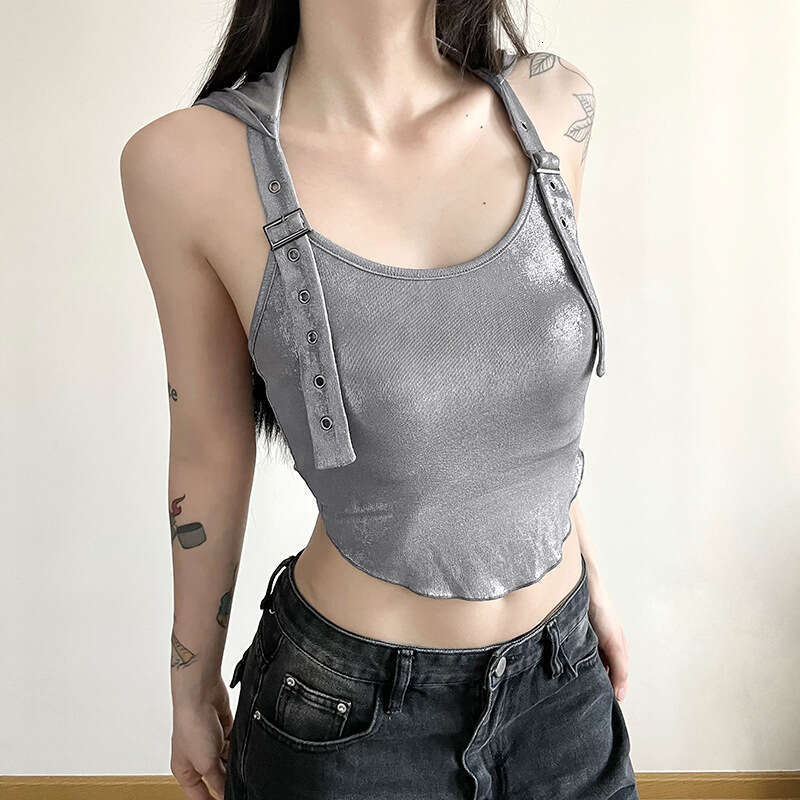 2023 Summer New Women's Solid Color Slim Fashion Hooded Halter Sexy Backless Tank Top e91
