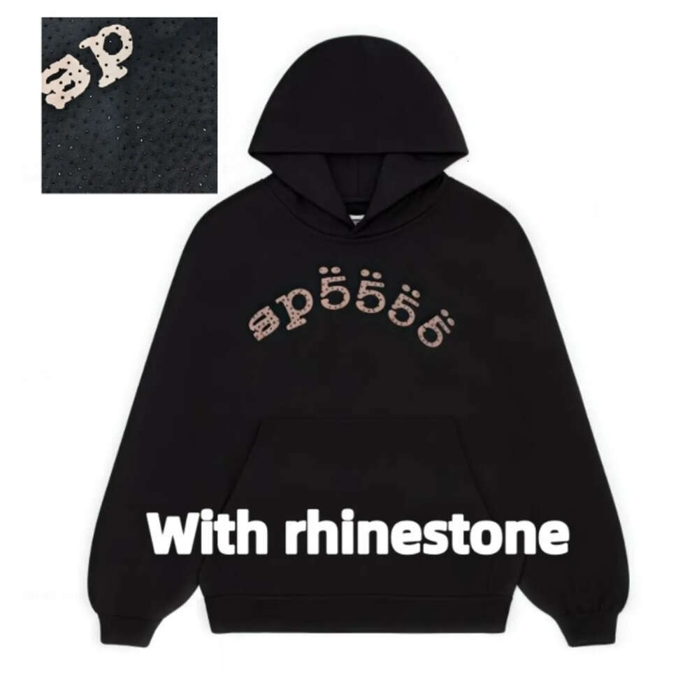 Spider Hoodie Design Unisex Inspired Sweatshirts Rhinestone 55555 Hoody Grid Five Cobweb Pink Tracksuit Young Thug Casual And Loose Y2k Pullover Hip Hop Style 9A2