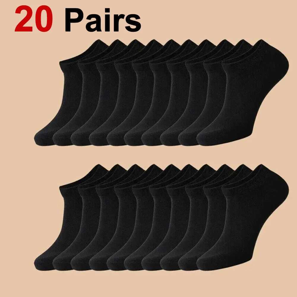20 Pairs Mens Boat Socks Business Sport Sweat Absorption Mature Summer Autumn Solid Color Non Pilling Versatile Ankle Socks X250725