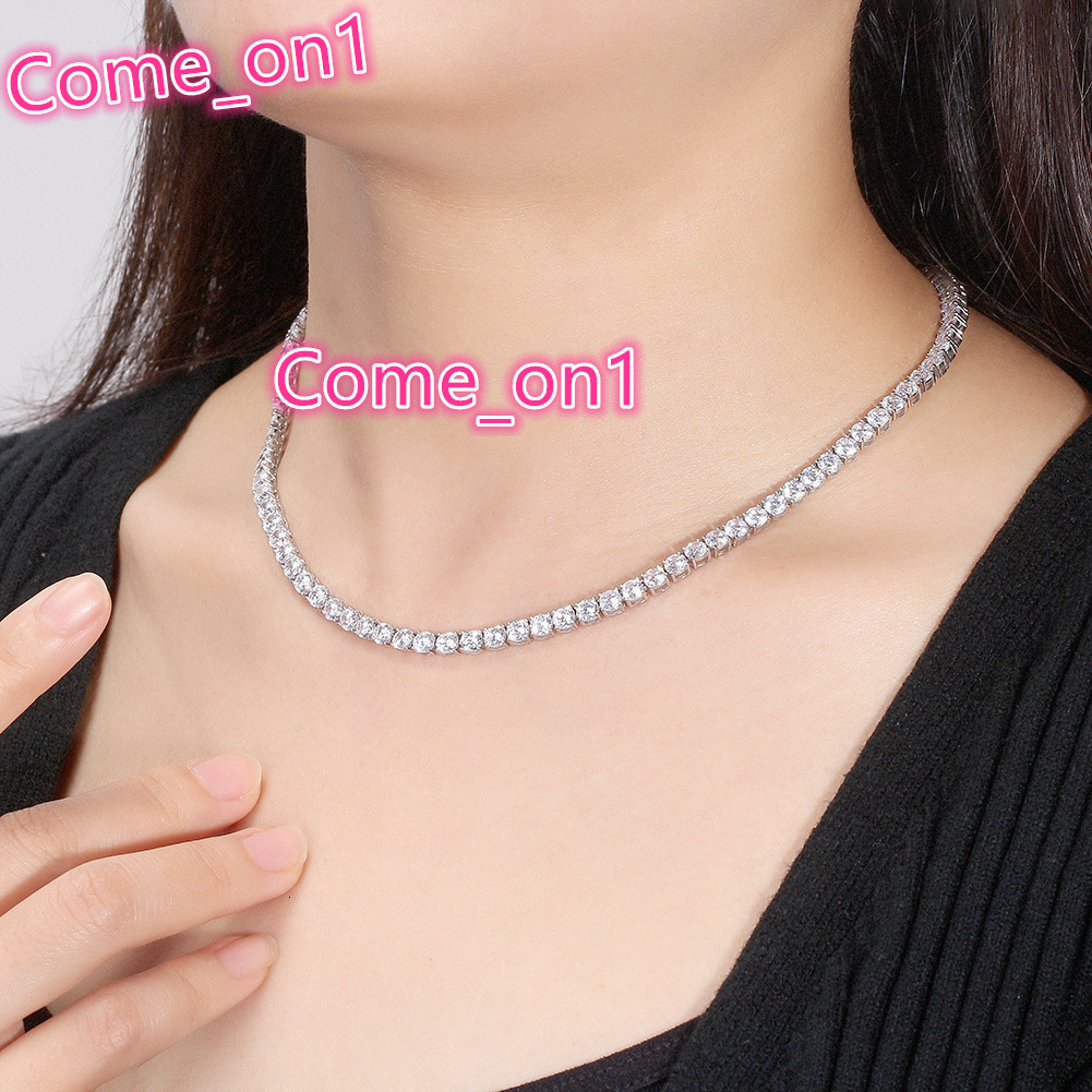 RAKOL DSC74 Gorgeous and Luxury S925 Sterling Silver High-quality Polished Shiny Sparkling Zircon Tennis Chain Necklace