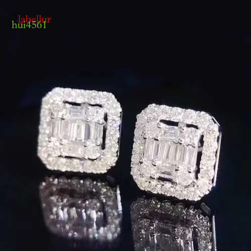 Master Rock Jewelry Solid Sier 2ctw Hip Hop Iced VVS Stick Moissanite Earrings