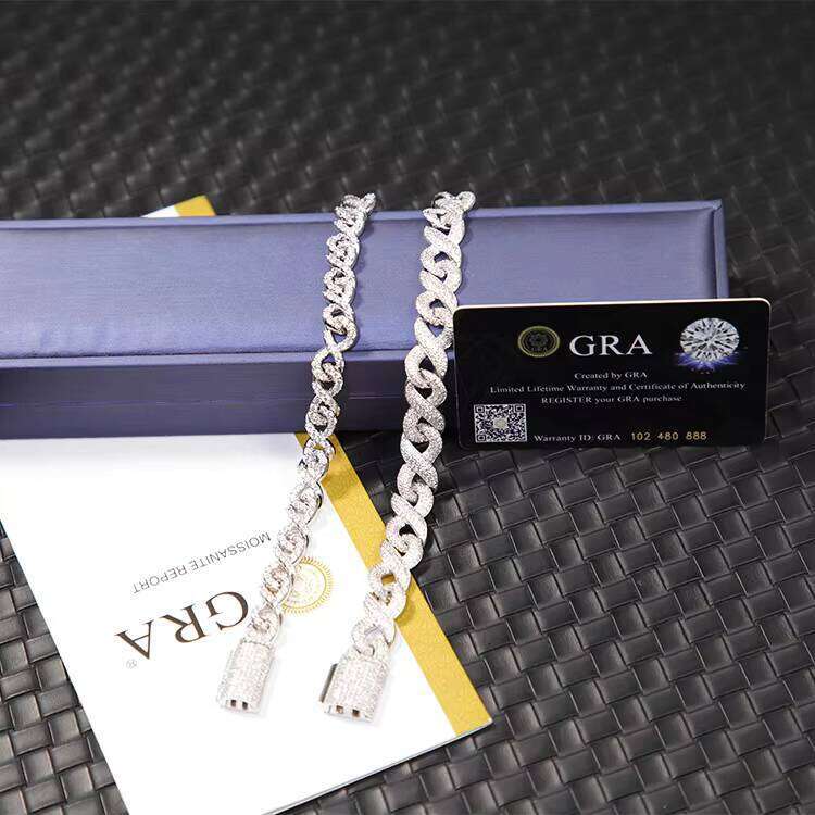 GRA Certificate Hiphop Jewelry 9mm 13mm Infinite VVS Dia Sier Moissanite Cuban Link Chain
