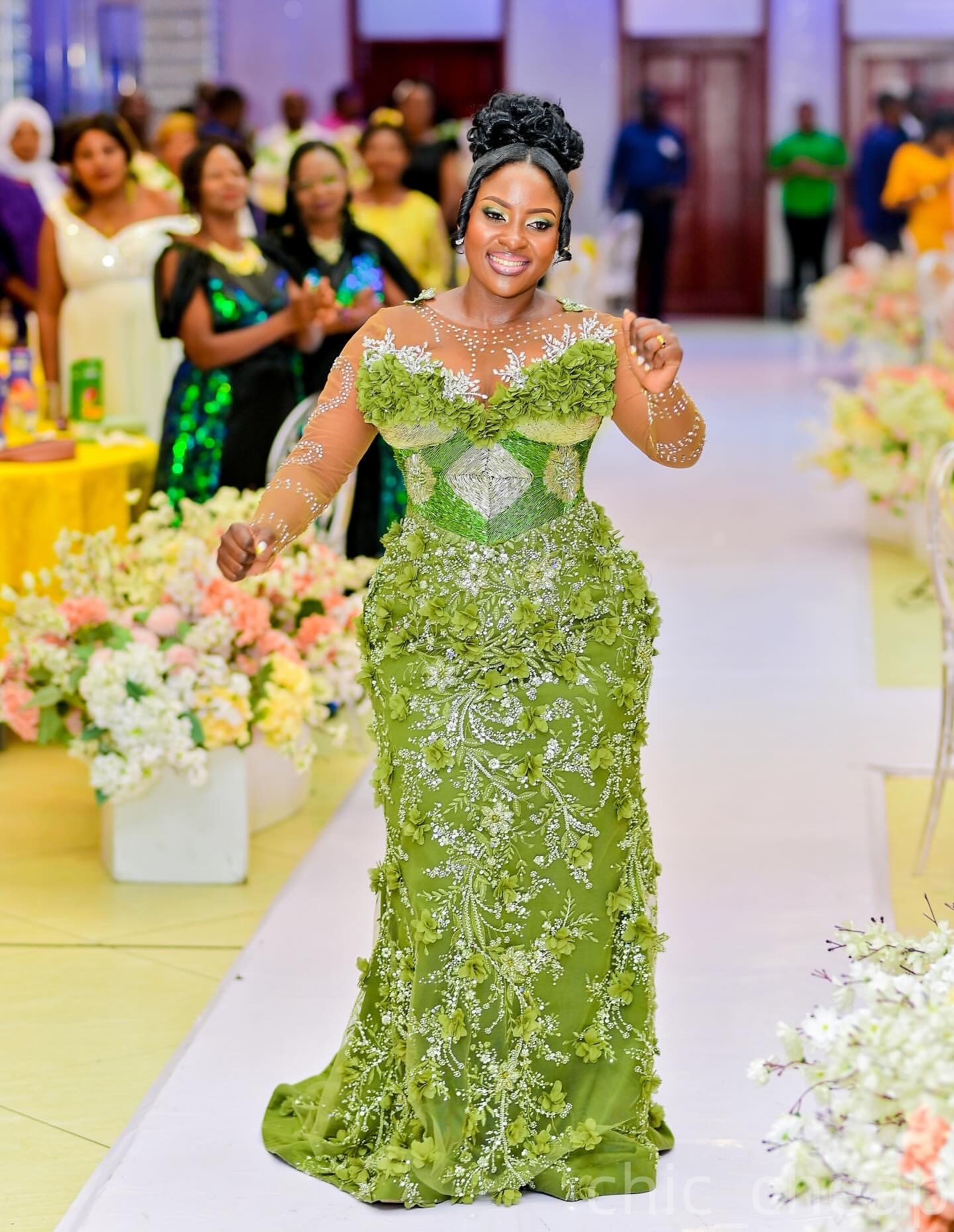 Mermaid Green Prom Dresses 2025 3D Floral Lace Beaded Crystals Evening Formal Party Second Birthday Engagement Gowns Plus Size Dress For Special Occas