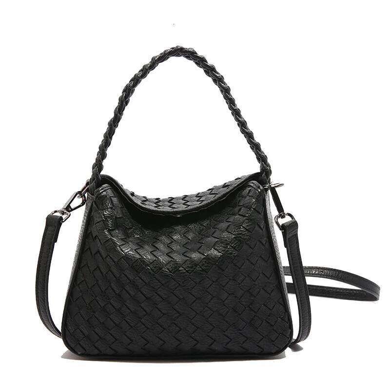 New Woven Single Shoulder Bag Women Large Capacity Casual Crossbody PU Material Handbag