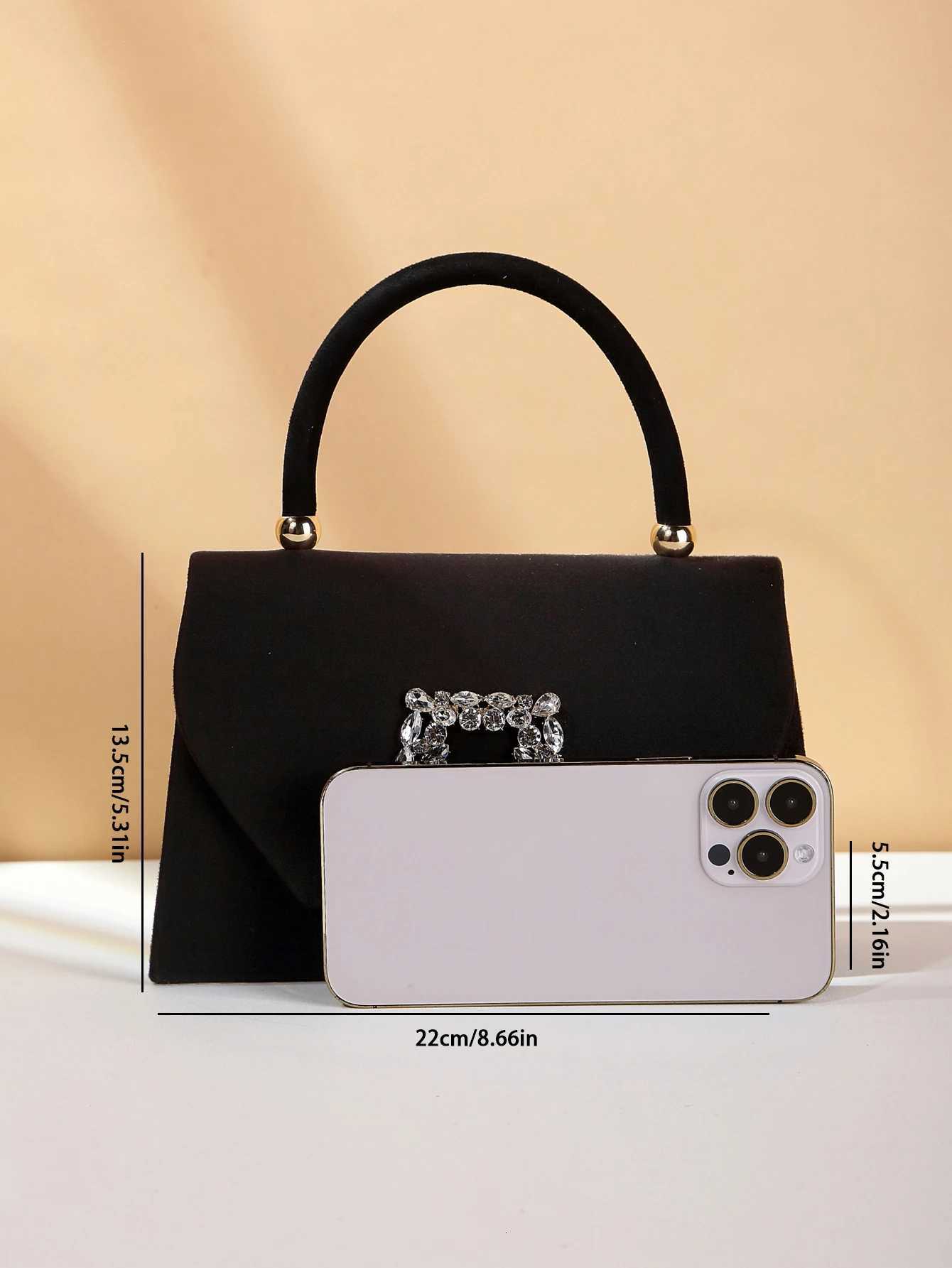 1pc Elegant Fashionable Sparkling Velvet Evening Clutch Bag Y250725