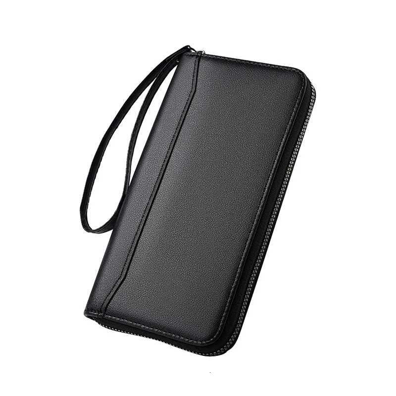 New Mens PU leather Splice mass long zipper wallet New soft Fashion clutch bag Hand clutch bag Zipper clutch bag Z250725