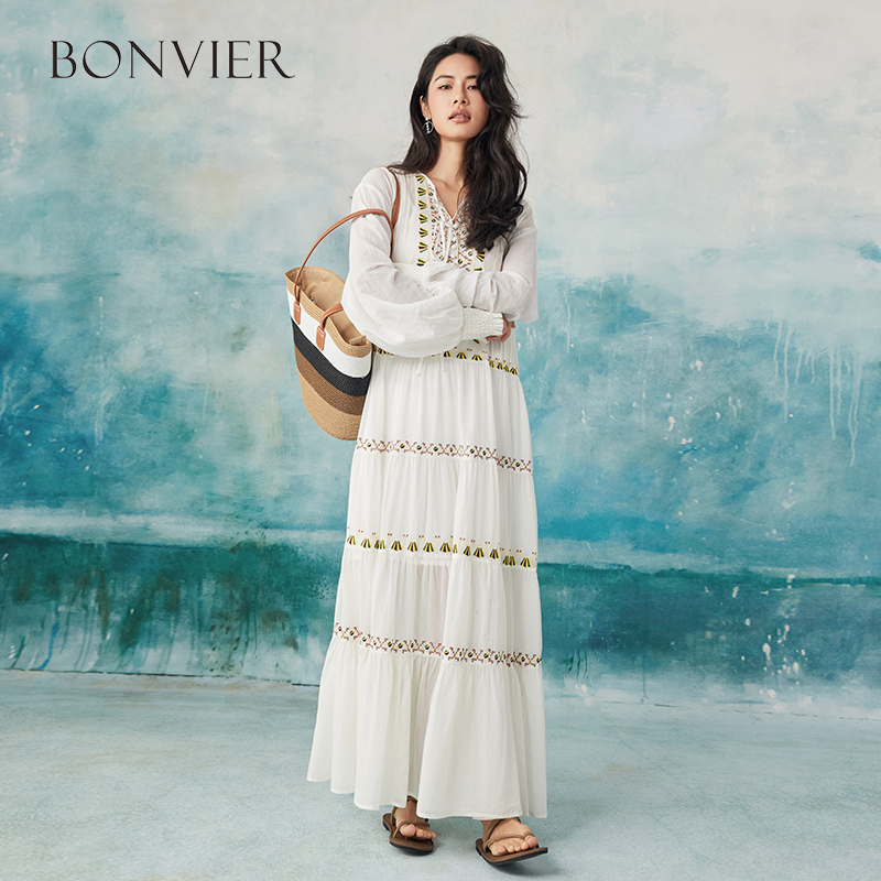 2025 Women Vintage Long Dress Spring Autumn Lace Patchwork Embroidered Elegant Dresses French Slim Long Sleeve Beach Robe Vestidos 6116789