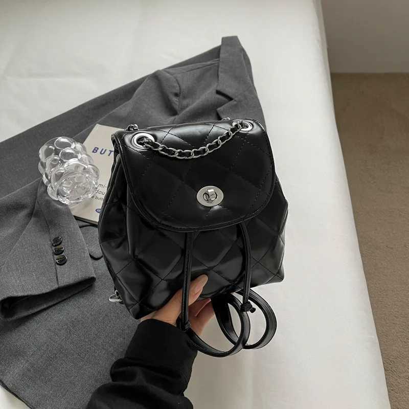 Mini Backpack Hundreds of Fi Girls Backpack Ladies Casual Simple Small Backpack Chain Shoulder Bag PU Material Waterproof Y250724