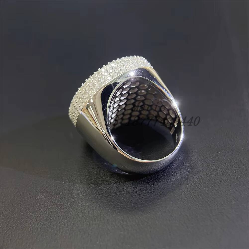 S925 With Vvs Moissanite Diamond Custom Moissanite Ring for Man Hip Hop Jewelry Vvs Moissanite Hip Hop Ring