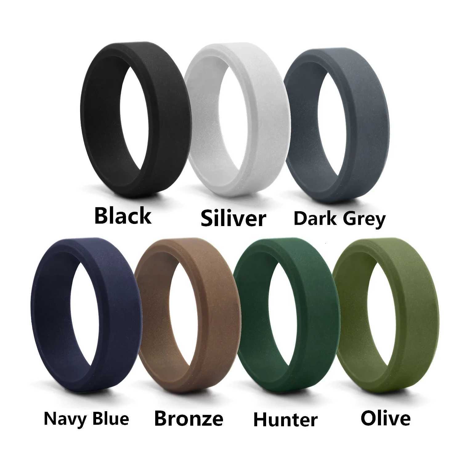 1pc 8mm New Sports Ring Low Allergy Mens Wedding Silicone Finger Ring Mens 7-14 Size Outdoor Running Jewelry Gift W250417