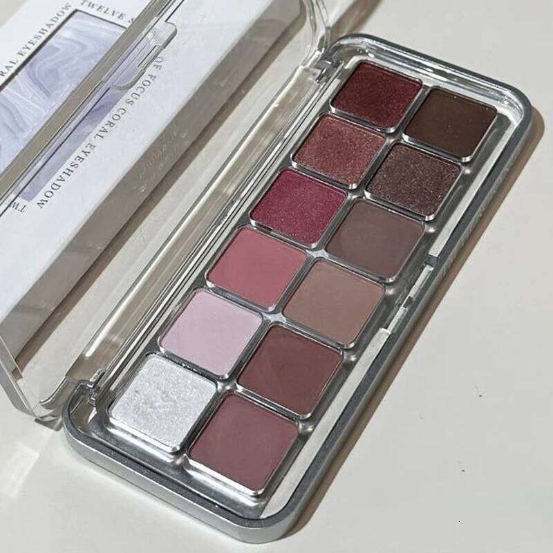 12 Color Shadow Palette Matte Pearl Wine Red Rose Brown Eyeshadow Glitter Shimmer Long-lasting Beginner Eye Makeup X250723 X250724
