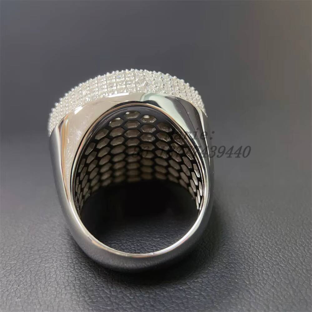 S925 With Vvs Moissanite Diamond Custom Moissanite Ring for Man Hip Hop Jewelry Vvs Moissanite Hip Hop Ring