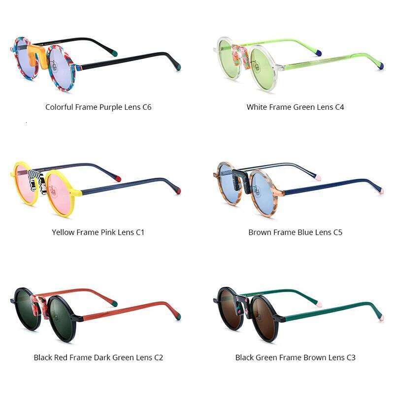 HEPIDEM Acetate Polarized Sunglasses Women New in Trendy Famous Brand Designer High-end Retro Vintage Round Sun Glasses y2k 9382