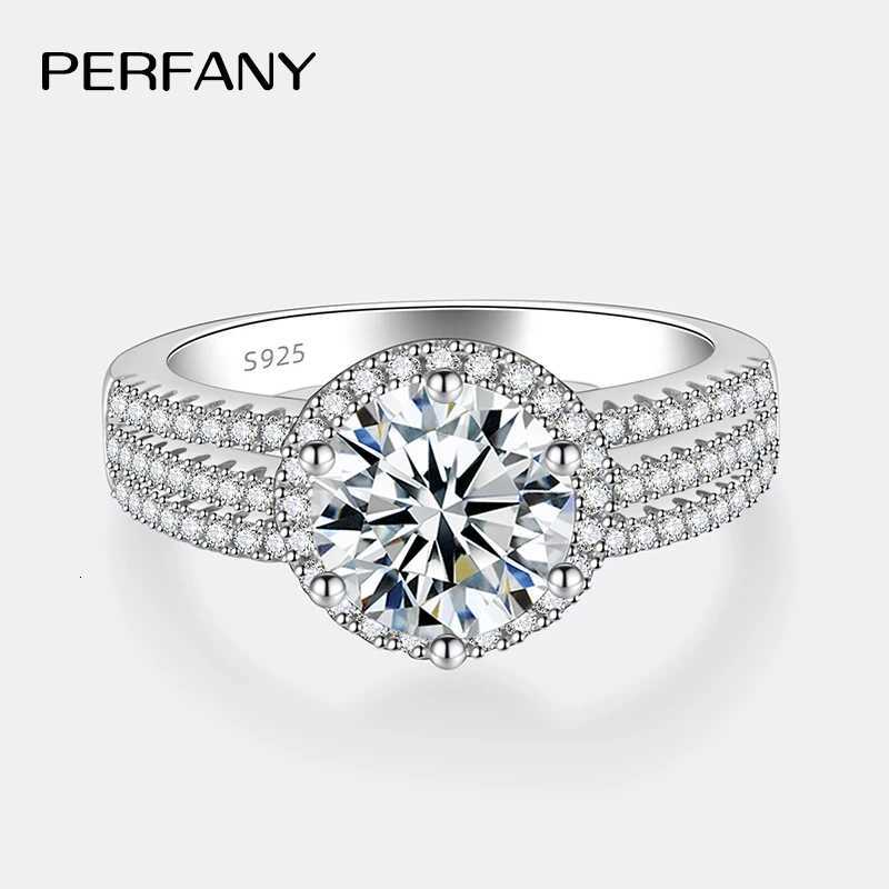 PERFANY 2/3CT Womens Moissanite Ring S925 Pure Silver Plated 18K White Gold Diamond Wedding Ring Luxury Wedding Jewelry W250417