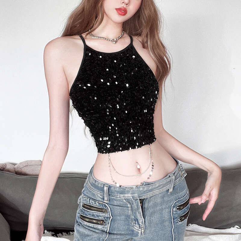 Women's Clothing 2024 Summer New Solid Color Sexy Strapless Chain Crop Top Vest for Women 9a9