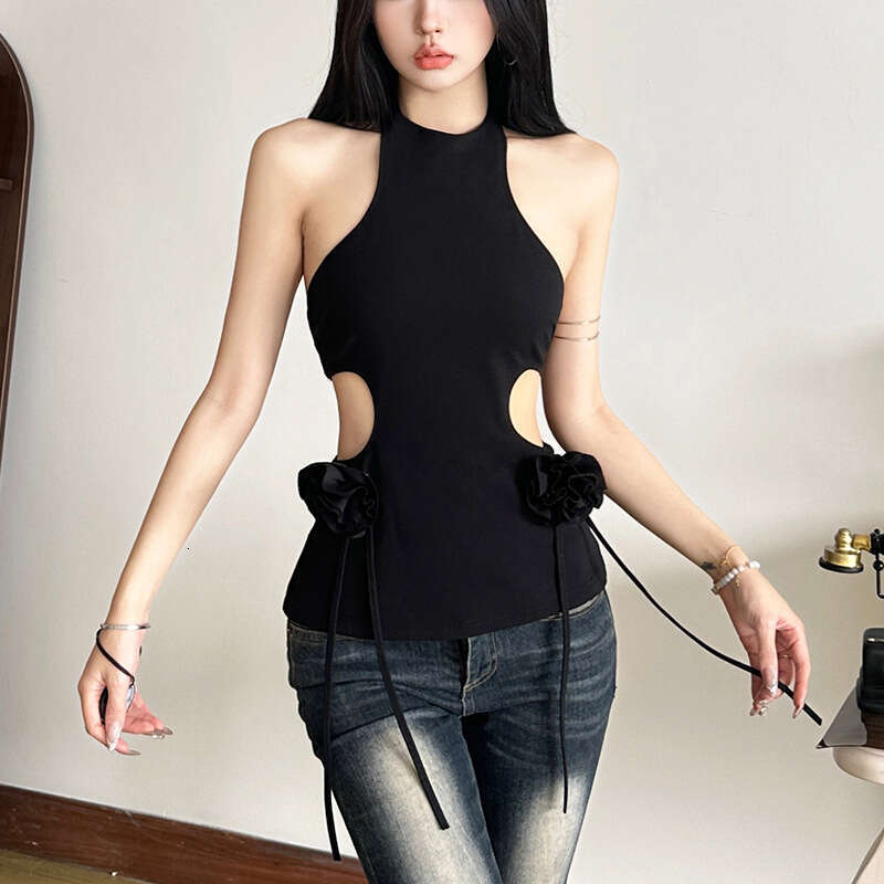 2024 Autumn Winter New Women's Solid Color Slim Street Fashion Halter Sexy Backless Tank Top 53f