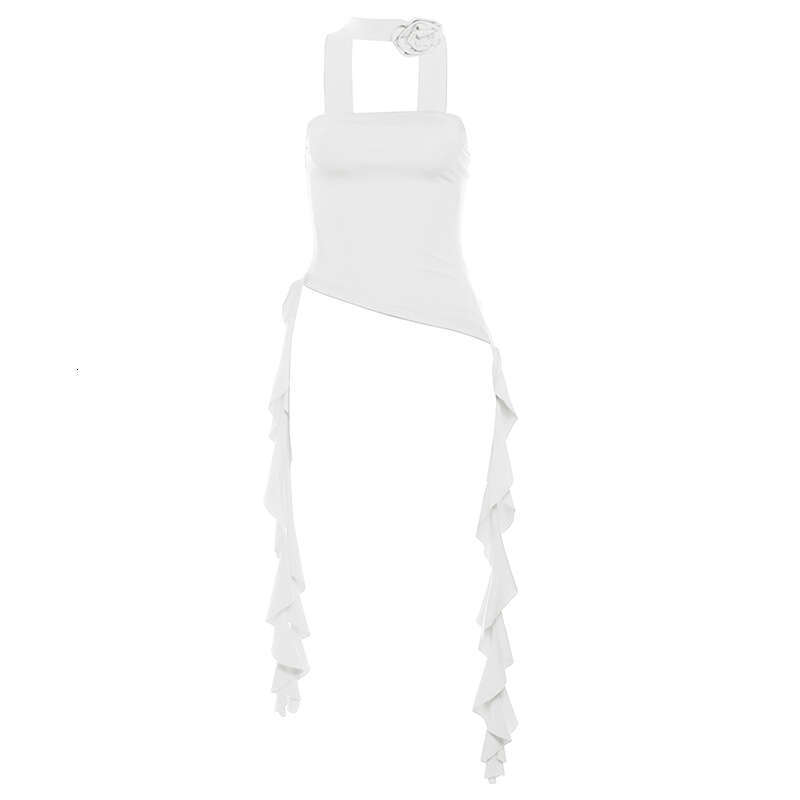 2024 Summer New Women's Fashion Solid Color Sexy Halter Neck Crop Top Strapless Bustier 84a