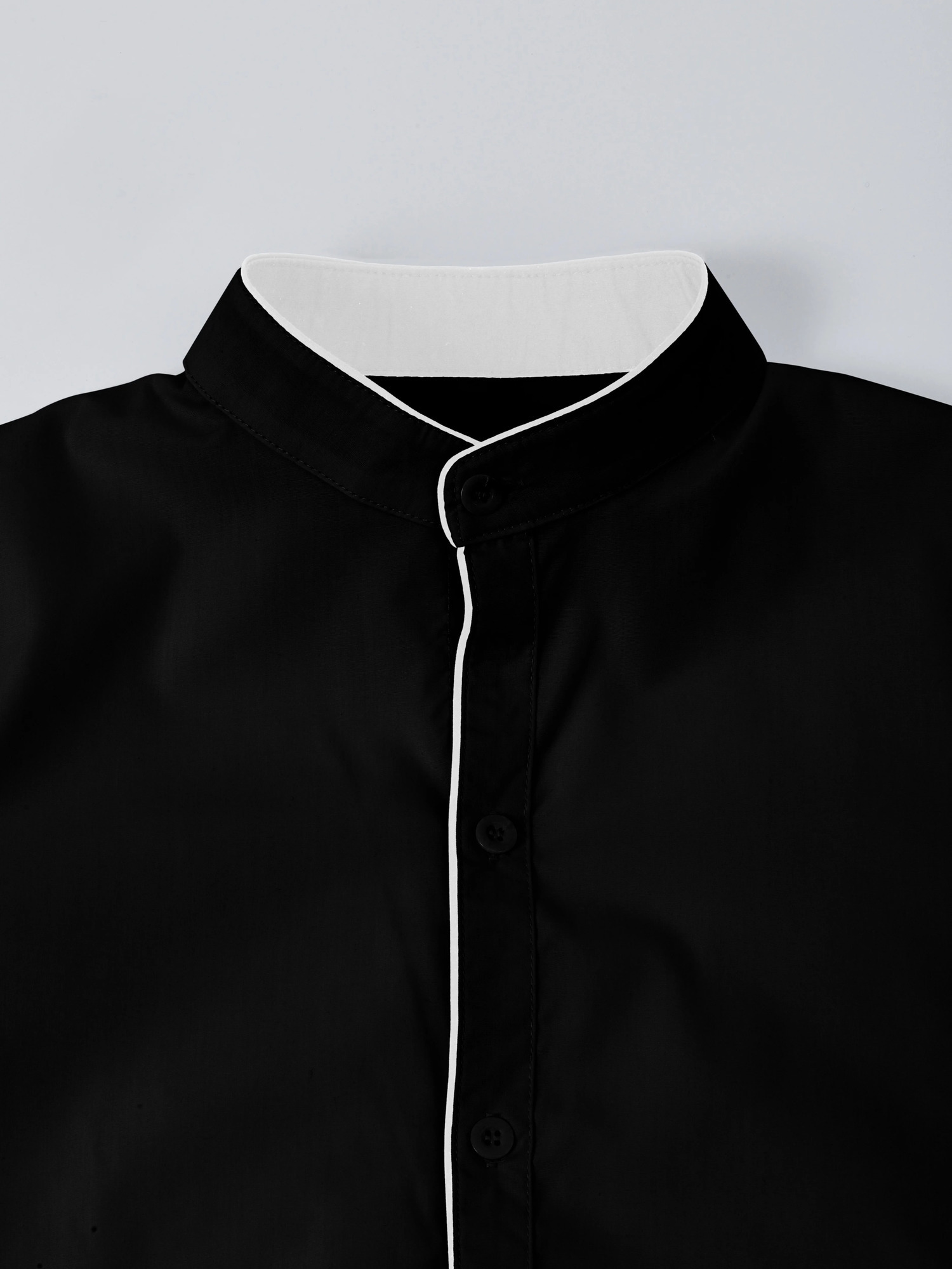 Spring and autumn mens longsleeved solid color shirt standup collar comfortable buttondown fashionable slim 250725