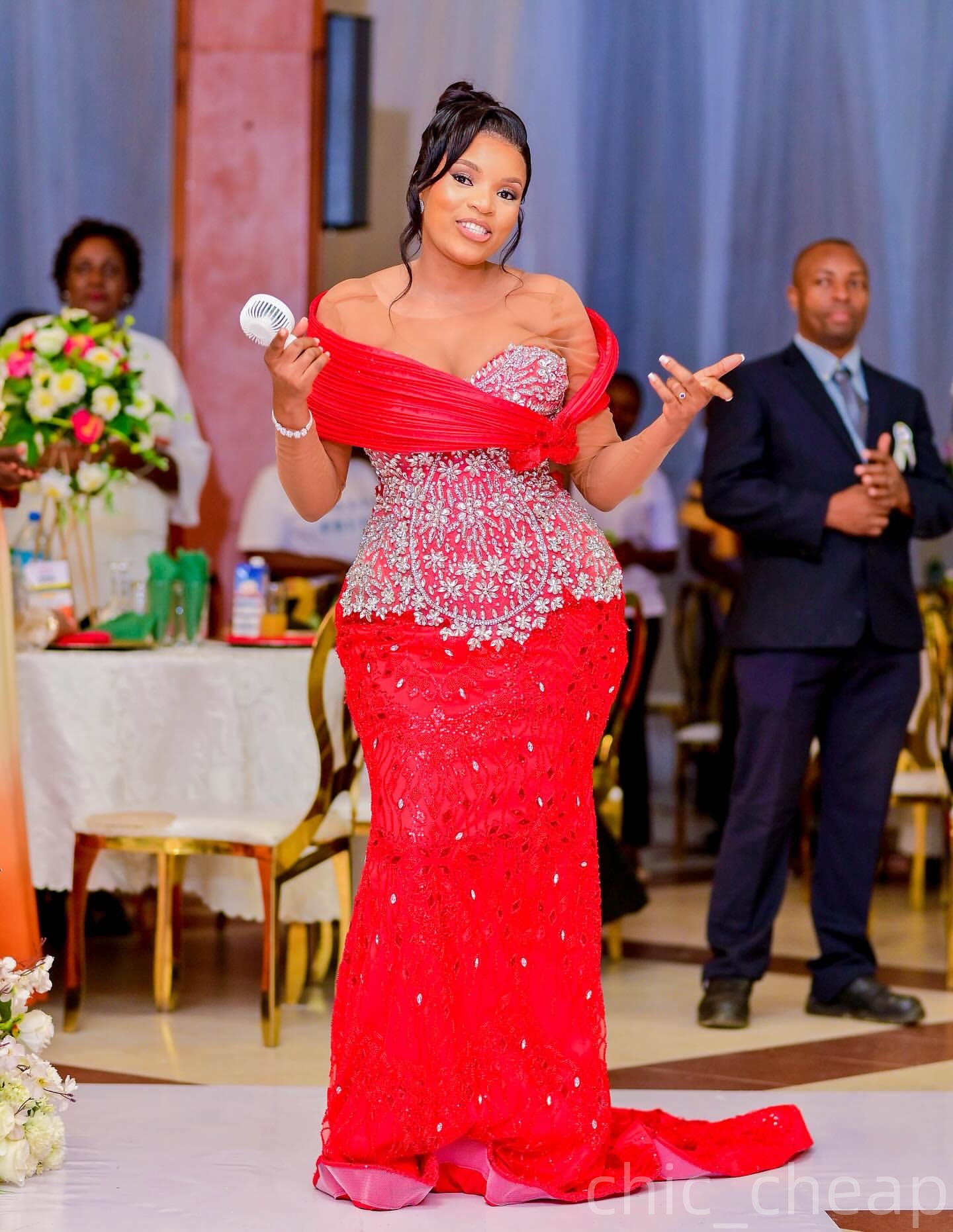 Mermaid Red Prom Dresses 2025 Sequined Crystals Full Sleeves Sparkly Evening Formal Party Second Birthday Engagement Gowns Plus Size Dress For Special