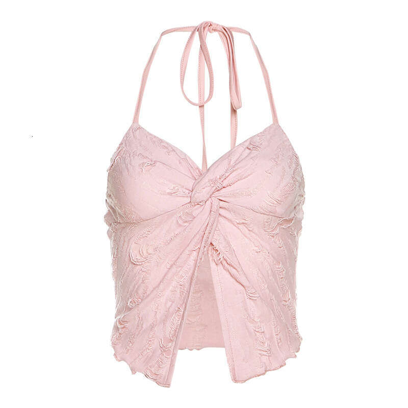 2023 Summer New Women's Solid Color Slim Fashion Halter Neck Tie Sexy Backless Tank Top 003