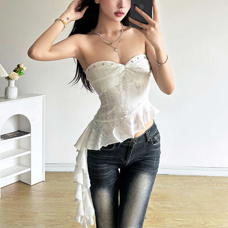 2024 Summer New Women's Solid Color Slim Street Fashion Off-Shoulder Sexy Backless Tank Top 71d