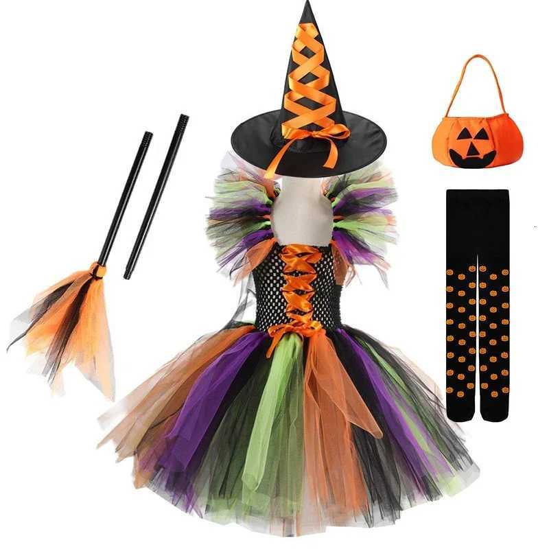 Halloween Girls Role Play Villain Witch Costume Mesh Tutu Dress Evil Vampires Clown Dress Little Red Riding Hood Outfit Hat Gown Z250725