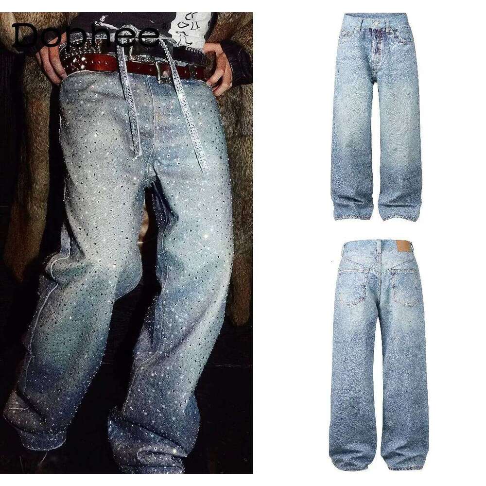 2025 American Style Straight Hot Dia 3D Printing Men's Retro Jeans Hip-Hop Chic Trousers Trendy Male Denim Pants