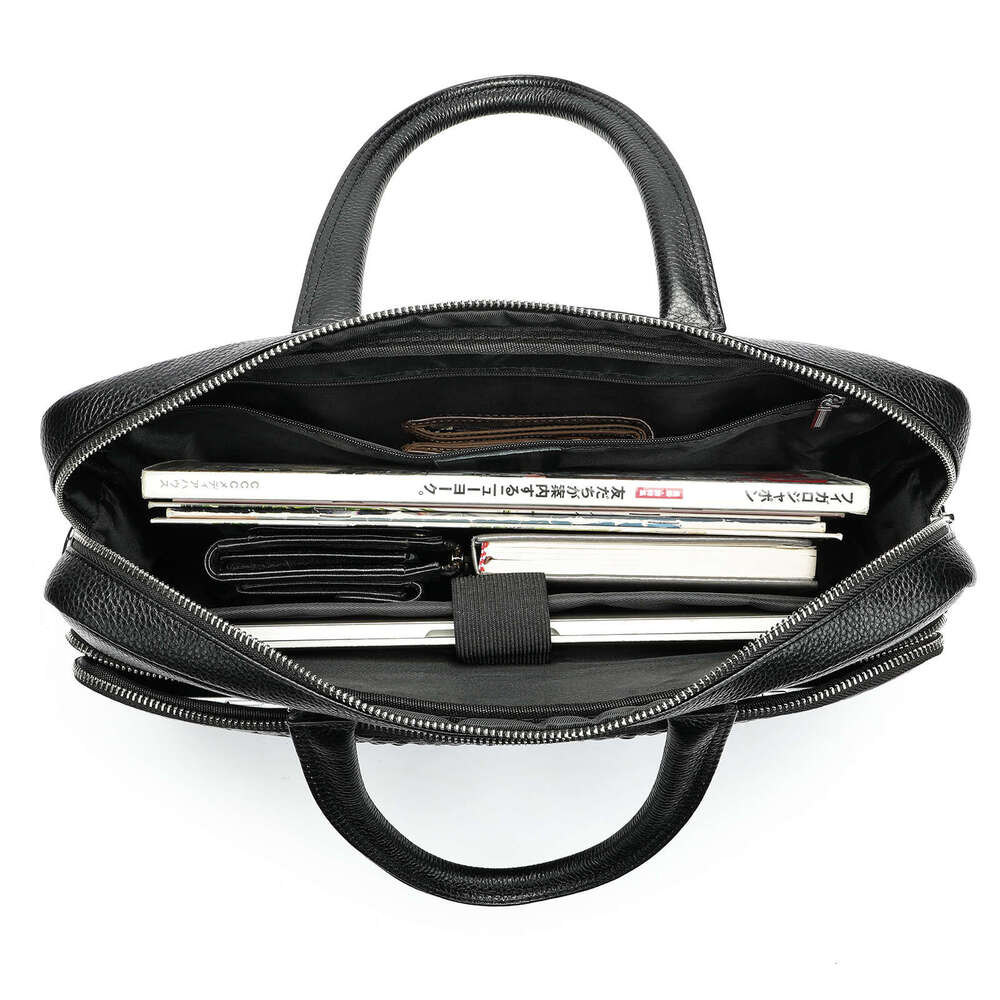 Hot Selling Simple Business Phone and Laptop Bag Genuine Leather Men's Crocodile Pattern Travel Commuter Briefcase