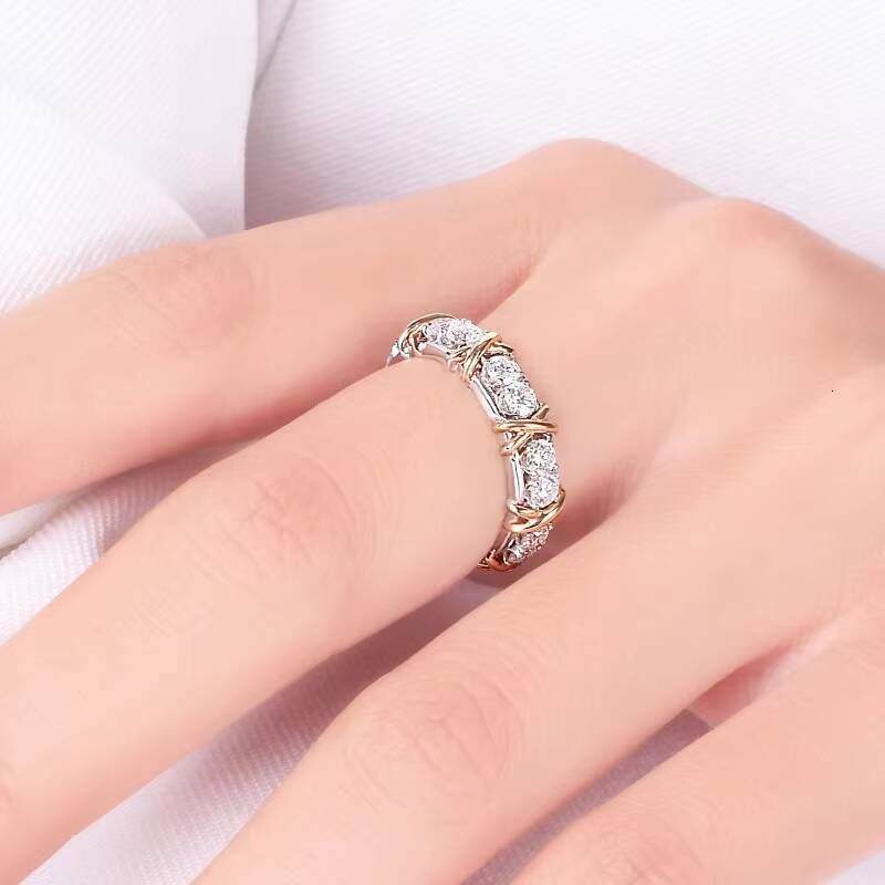 S925 Sterling Silver Moissanite Full Diamond Cross Ring High-End European American Design Stylish Accessible Luxury Trendy