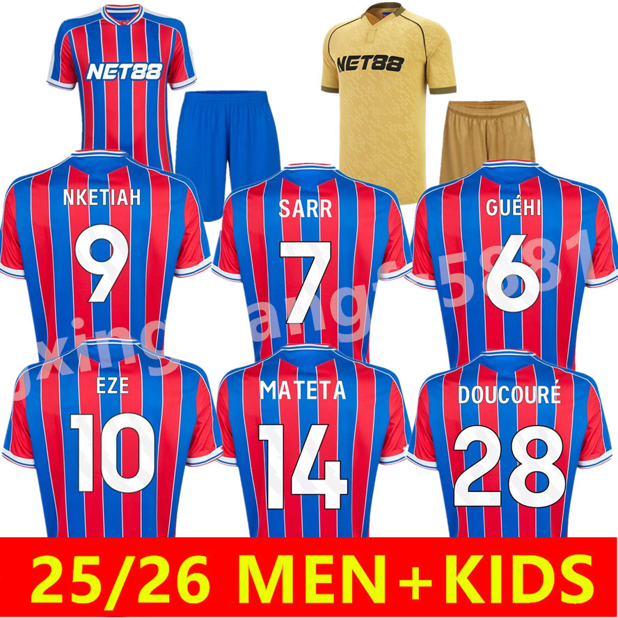 25 26 EZE OLISE CrystalS Soccer Jerseys DOUCOURE MATETA 2025 2026 J.AYEW GUEHI SCHLUPP Home Away ANDERSEN EDOUARD PaLaCeS Football Shirt uniform Kids kit