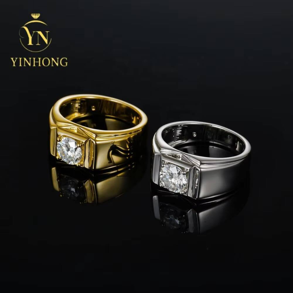 Wholesale Custom Mens Engagement Ring 1.0ct White Moissanite S925 Silver For Engagement Gift Wedding Rings