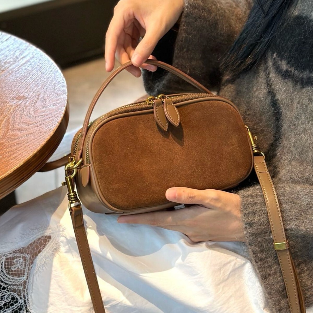 designer bag 2025 Spring Summer New Matte Leather Handbag Small Bag Camera Bag Stylish Versatile Genuine Leather Shoulder Bag Crossbody Bag for Women