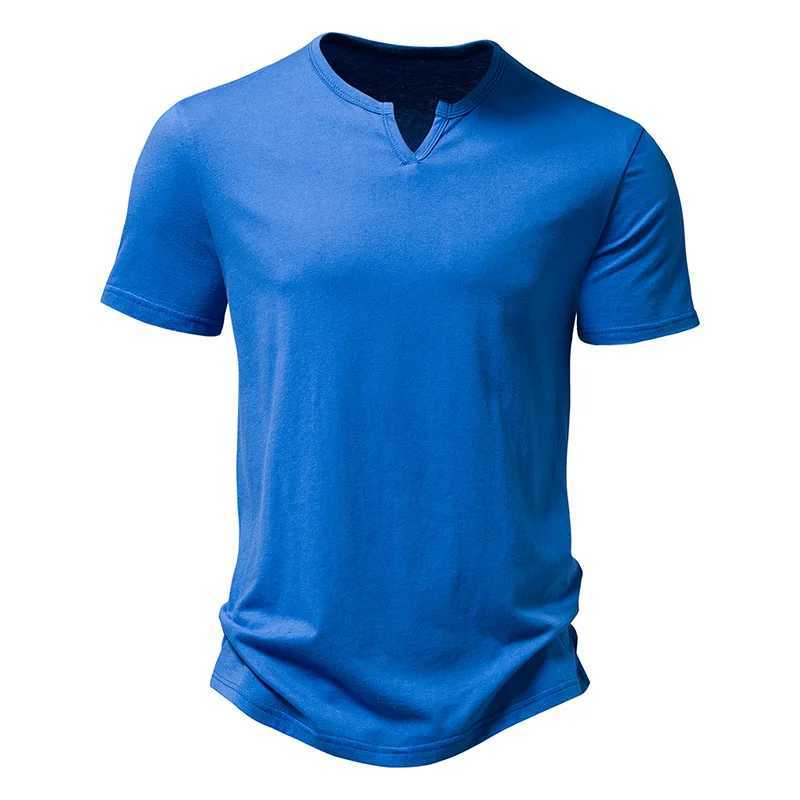 2025 Summer Brand Quality Men T-Shirt V-Neck Fashion Design Slim Fit Soild T-Shirts Male Tops Tees Short Sleeve T Shirt for Men Y250724