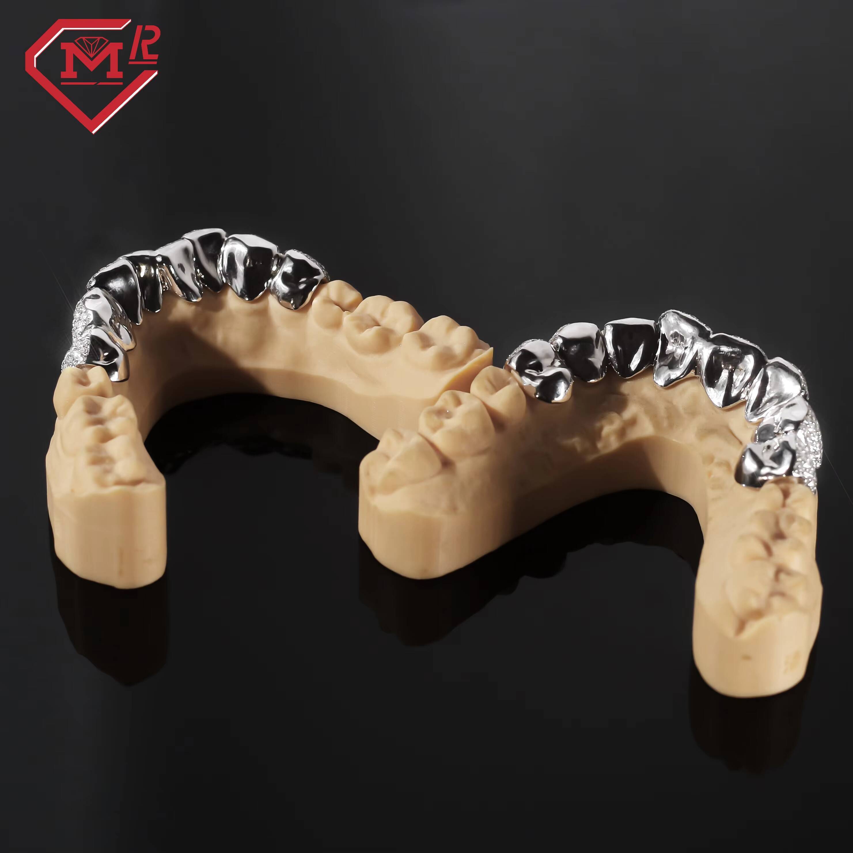 Custom Vvs Moissanite Grillz Diamond Teeth Set 925 Sterling Silver Tone Hip Hop Iced Out Grillz