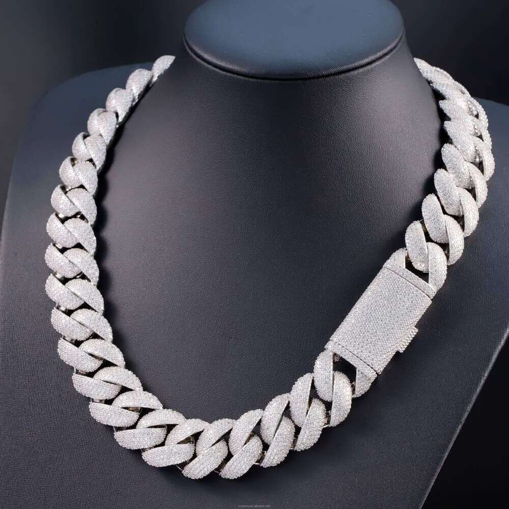 22mm Heavy Mossanite Jewelry for Men S Solid Sier Hip Hop Necklace VVS Moissanite Cuban Link Chain