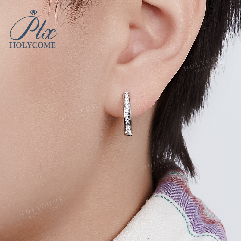 Fashion Moissanite Hoop Earrings 925 Sterling Silver Plated 18K Gold Women's Earrings Three Colors Optional Versatile Jewelry Gift Party