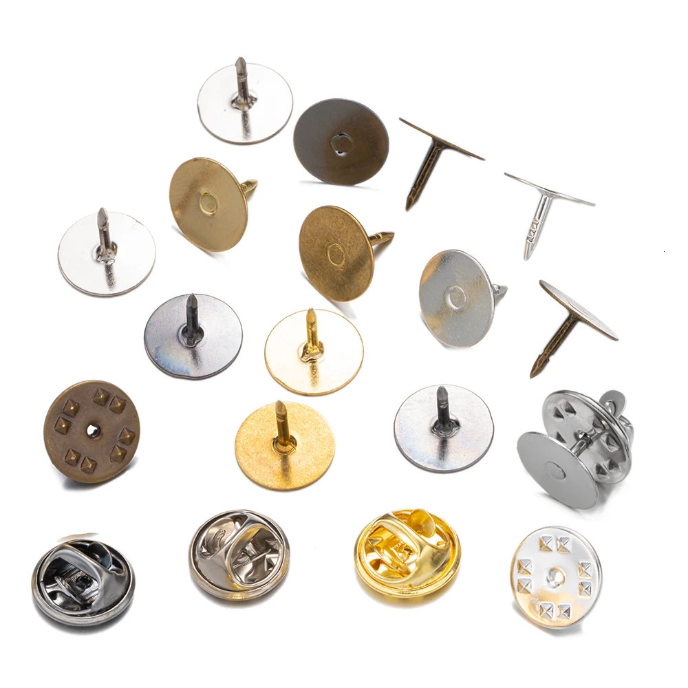 20/50 Sets Metal Locking Pin Back Brooch Lapel Cabochon Base For DIY Handmade Butterfly Brooch Jewelry Making Accessories Craft 250723
