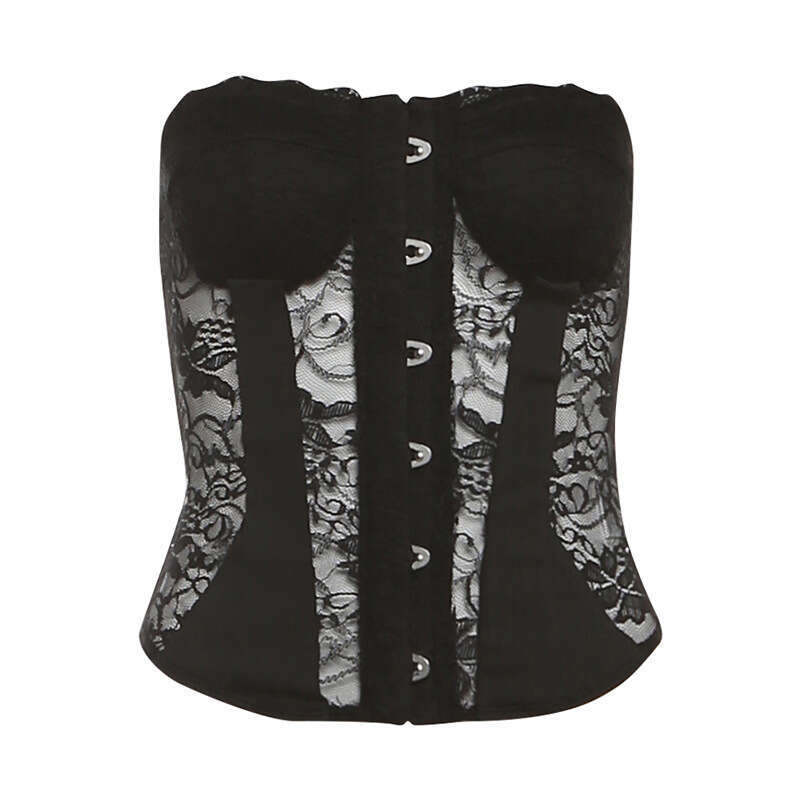 2025 Summer New Sexy Lace Sleeveless Slim Backless Elegant Versatile Tube Top Women's Clothing b55