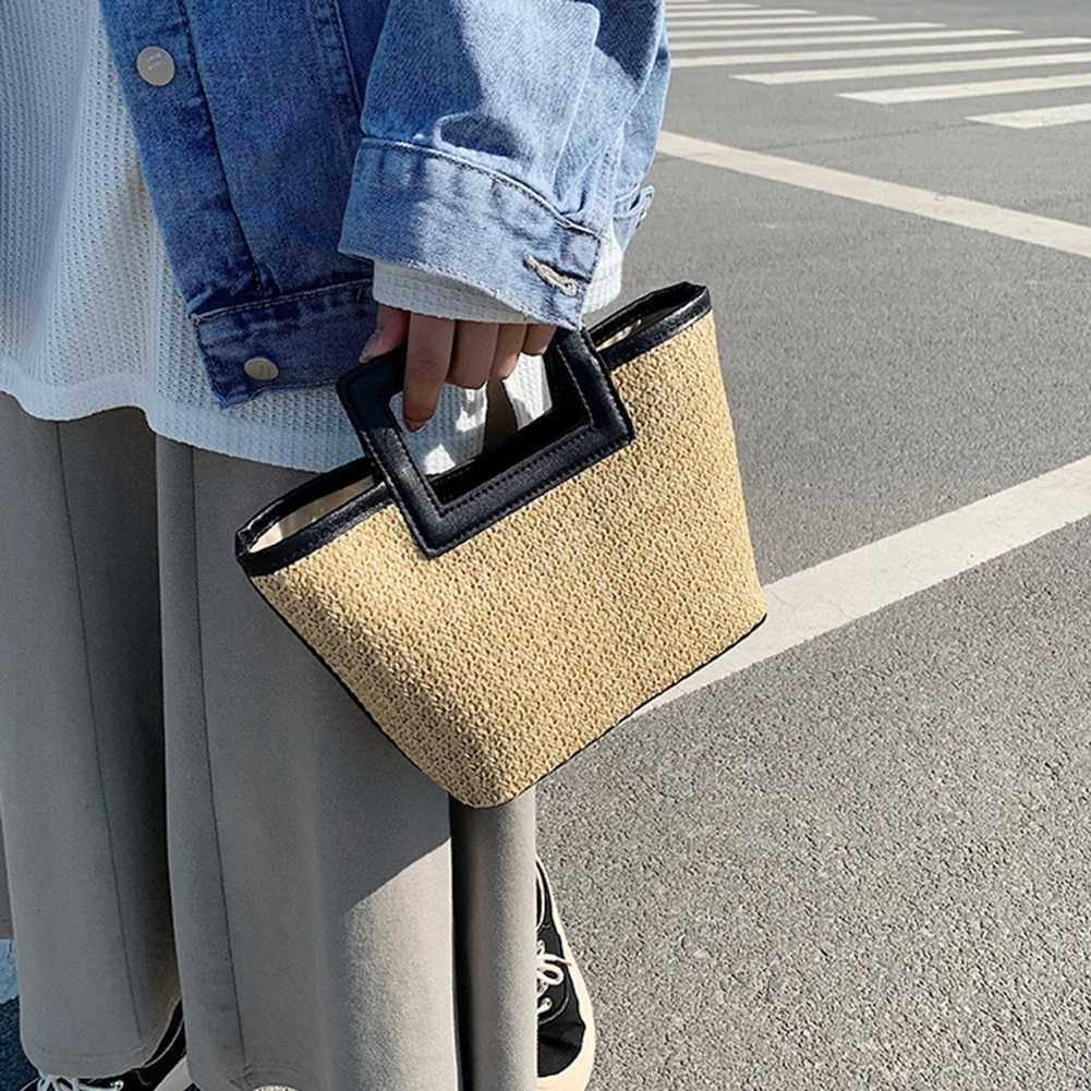 100% Genuine Leather Handbag PU Leather Simple Str Bag Large Capacity Versatile Weaving Bag Fem Leisure Bag Y250725
