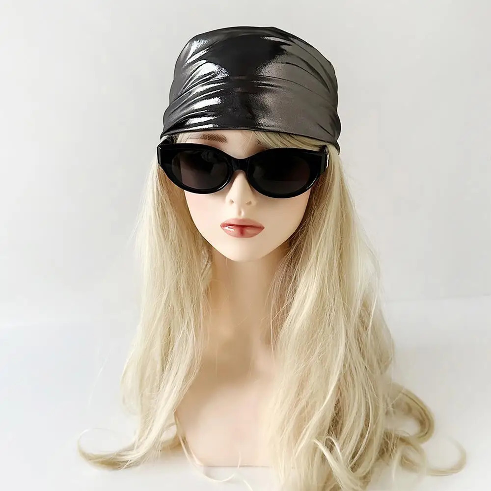 Y2K Liquid Silver Leopard Print Hair Scarf Punk Bandana Retro Head Band Versatile Headband Girls Hair Scarf Hair Accessories 250723