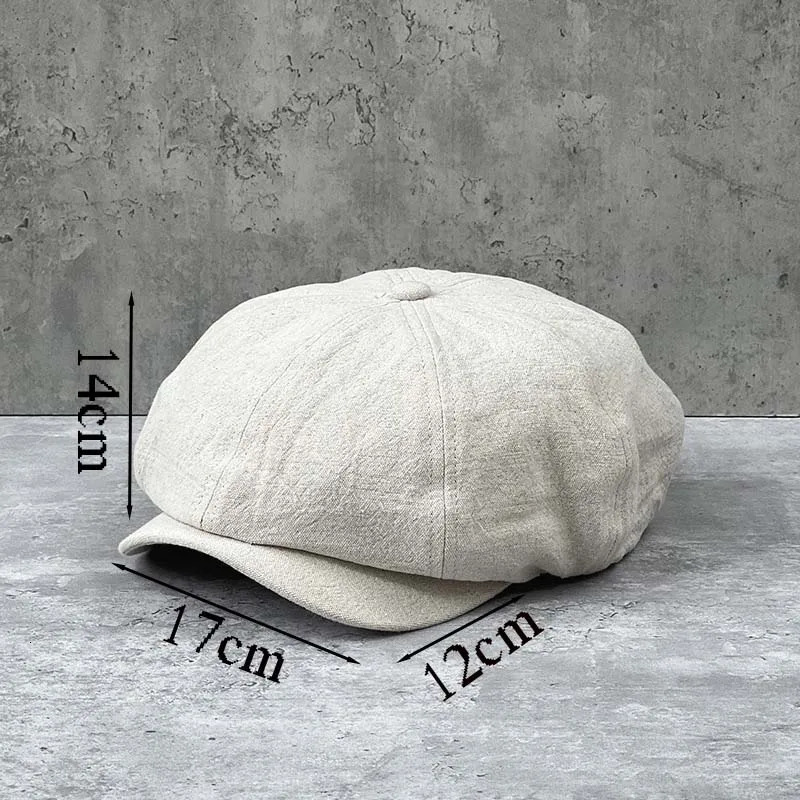 Cotton Linen sboy Caps Plus Size 63CM Men Spring Summer Thin Retro Beret Hat Fashion Casual Octagonal Hats 250723