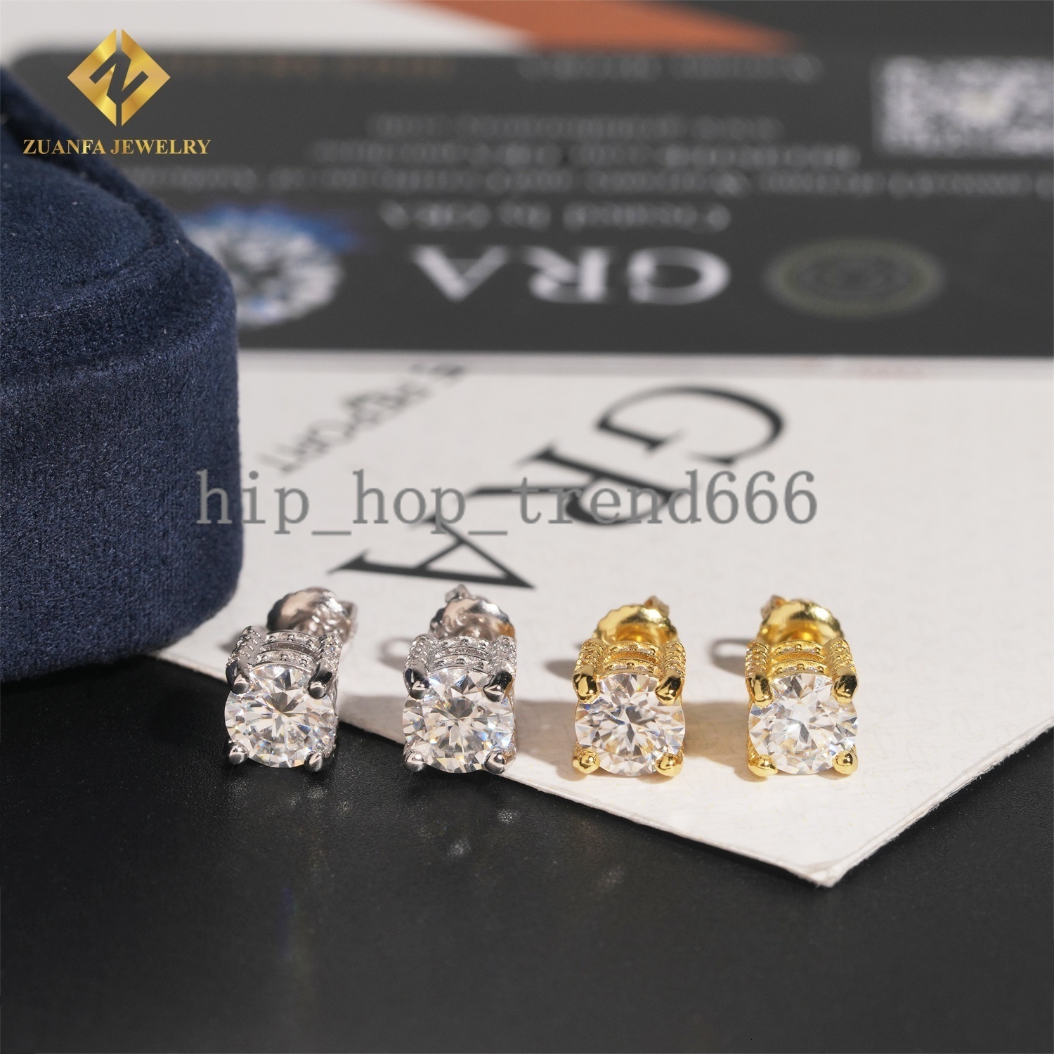 Ready to Ship 925 Silver 6.5mm VVS Moissanite 4 Prong Hip Hop Jewelry Earrings Iced Out Diamond Screw Back Ear Studs Men Women