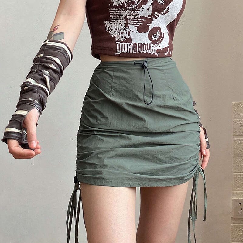 2022 Summer New Women's Solid Color Sexy High Waist Tie Hip Wrap Skirt e6d