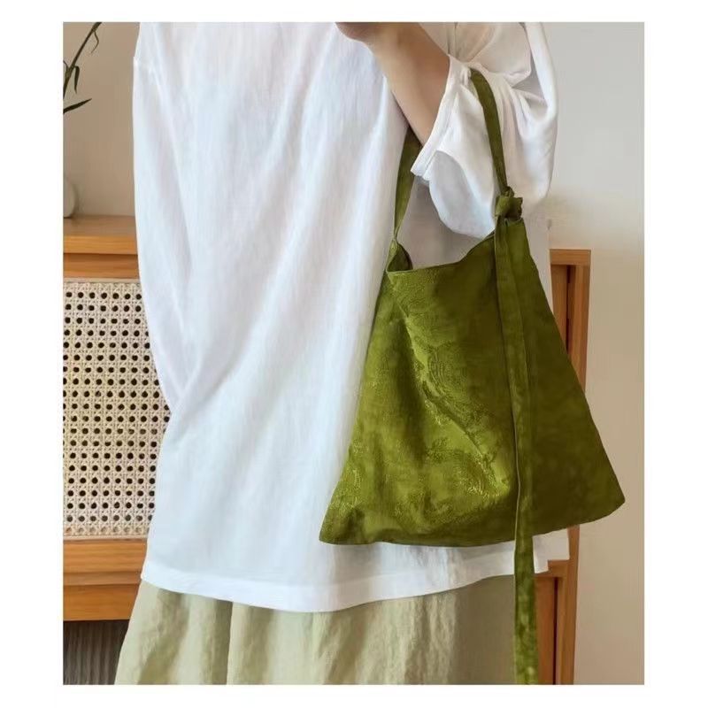 Shoulder Bag New Chinese Retro Jacquard Bag Cowhide Rope Adjustment Messenger Bag