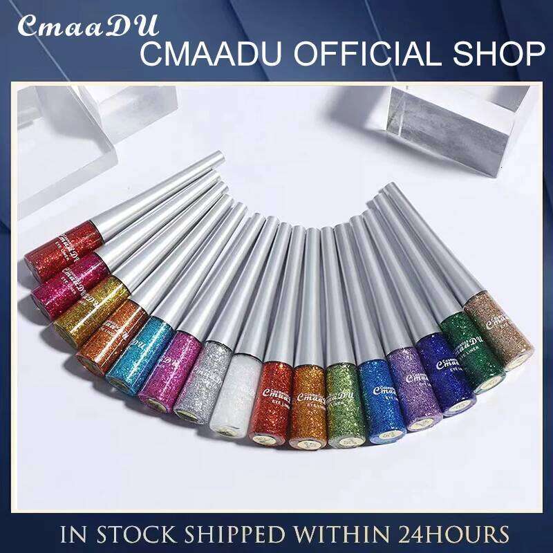 16 Pcs Sparkling Liquid Eyeliner, Does Not Fade Lasting Waterproof, Dazzle Stage High Density Pearl Ultra Shiny Makeup X250725 X25072