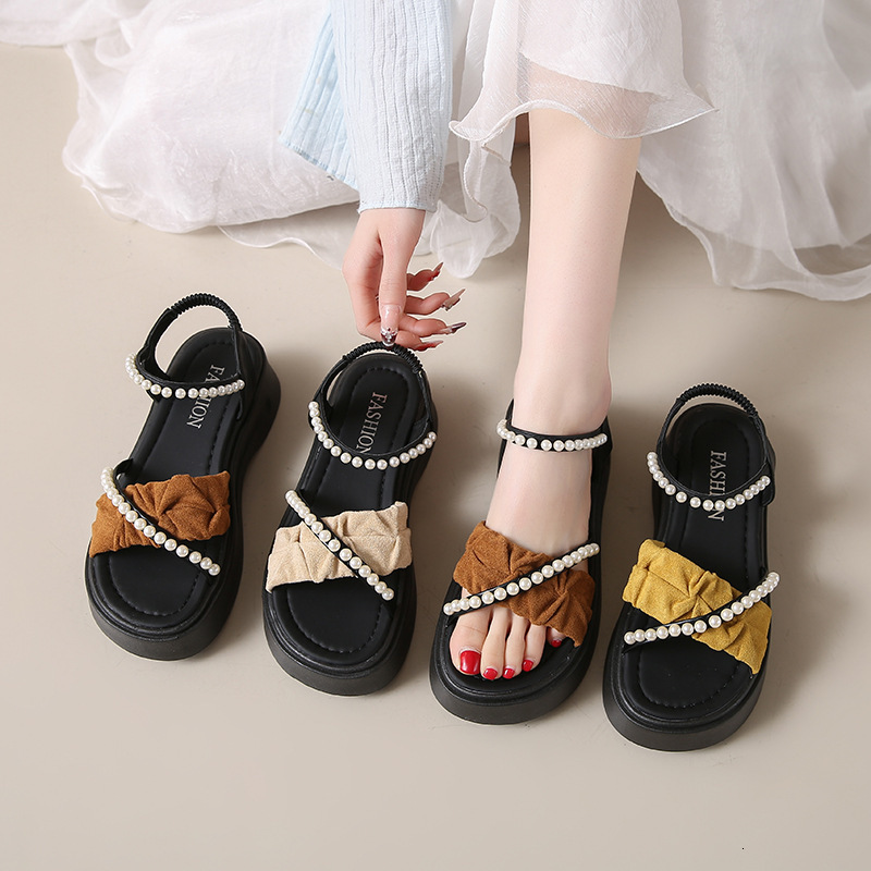 Ddmysports Black For Women New Summer Size Large Casual Shoes Soft Sole Non Slip Roman Elastic Band Sandals Outdoor Shoes